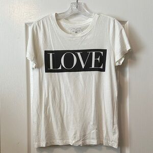 Anthropologie White T-Shirt with Black 'LOVE' Print NWT!